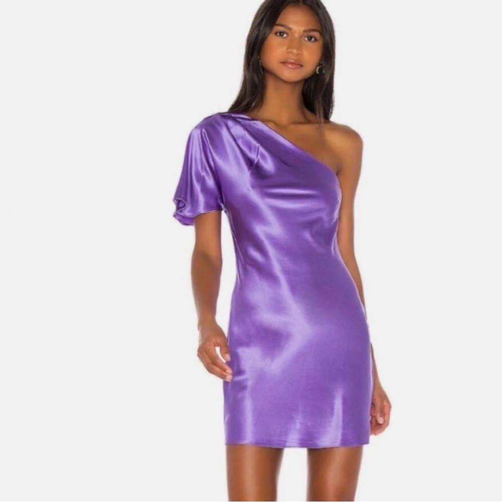 Fleur du Mal Lustrous Purple One-Shoulder Dress